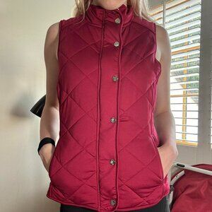 Lauren Ralph Lauren Quilted Puffer Vest – Maroon Red (Small)